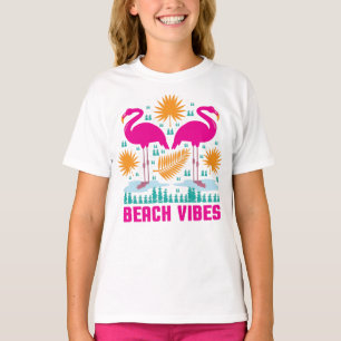 Strand-Vibes Rosa Flamingo-Design T-Shirt