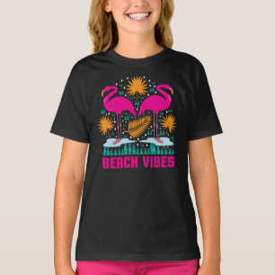 Strand-Vibes Rosa Flamingo-Design T-Shirt