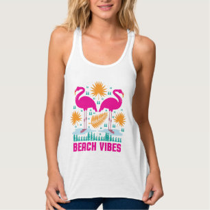 Strand-Vibes Rosa Flamingo-Design Tank Top