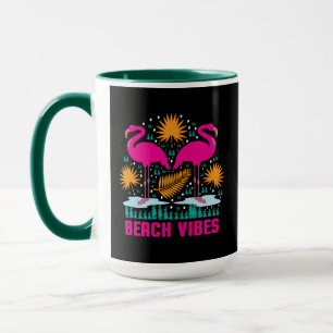 Strand-Vibes Rosa Flamingo-Design Tasse
