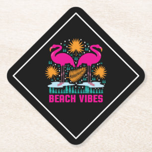 Strand-Vibes Rosa Flamingo-Design Untersetzer