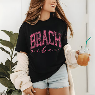 Strand-Vibes-Shirt, Retro-Rosa-Sommer-Shirt für Si T-Shirt