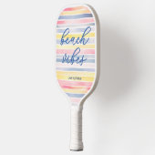 Strand-Vibes Wasserfarbe Pastellstreifen Personali Pickleball Schläger (Links)
