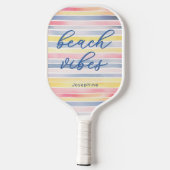 Strand-Vibes Wasserfarbe Pastellstreifen Personali Pickleball Schläger (Rückseite)