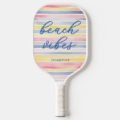 Strand-Vibes Wasserfarbe Pastellstreifen Personali Pickleball Schläger (Vorderseite)