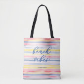 Strand-Vibes Wasserfarbe Pastellstreifen Personali Tasche (Vorderseite)
