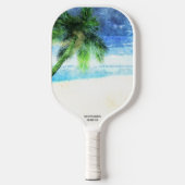 Strand Vibes Wasserfarbpalme Tree Sand Custom Text Pickleball Schläger (Vorderseite)
