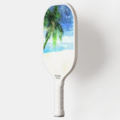 Strand Vibes Wasserfarbpalme Tree Sand Custom Text Pickleball Schläger (Links)