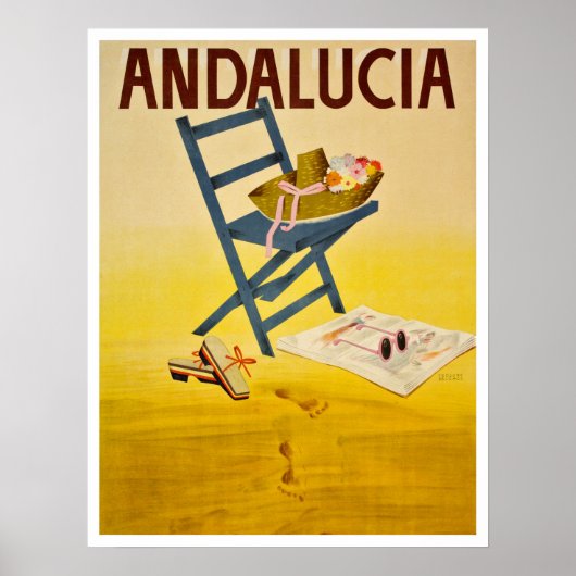 Strand von Andalusien, Spanien, Sessellift, Vintag Poster (Vorne)