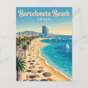 Strand von Barceloneta Spanien Postkarte