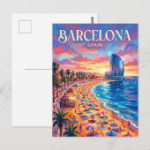 Strand von Barceloneta Spanien Postkarte (Vorne/Hinten)