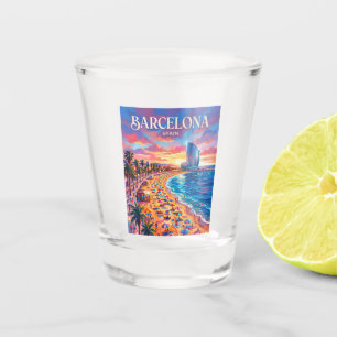 Strand von Barceloneta Spanien Schnapsglas