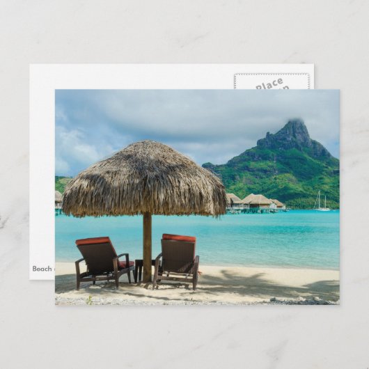 Strand von Bora Bora Postcard Postkarte (Vorne/Hinten)