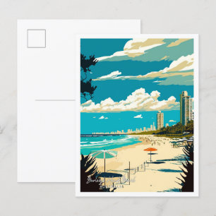 Strand von Burleigh Heads Australien Reiseillustra Postkarte