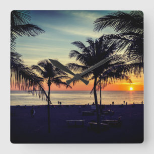 Strand von Florida Quadratische Wanduhr