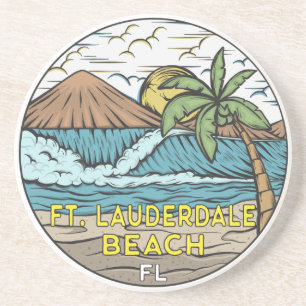 Strand von Fort Lauderdale Florida Vintage Getränkeuntersetzer