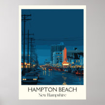 Strand von Hampton Beach New Hampshire bei Nacht