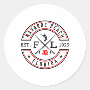 Strand von Navarre Beach Florida Fl Retro Surfer S Runder Aufkleber