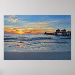 Strand von Neapel, Florida, Pier bei Sonnenunterga Poster