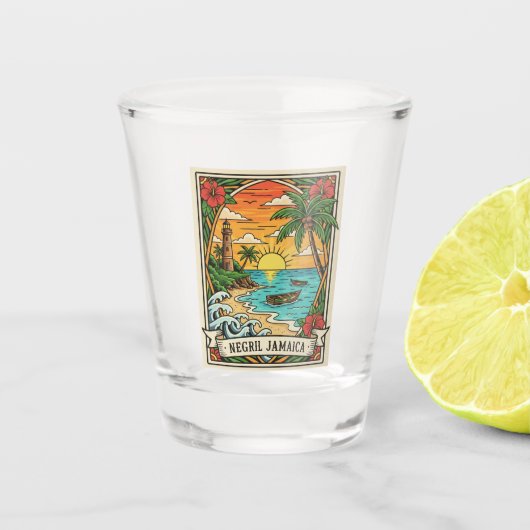 Strand von Negril Jamaika Schnapsglas (Vorderseite)