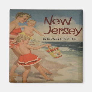 Strand von New Jersey im Vintage-Stil Urlaub  Magnet