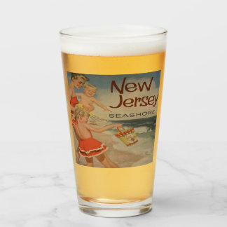 Strand von New Jersey Vintage-Tourismus-Urlaub Glas