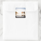 Strand von Oceanside Quadratischer Aufkleber (Tasche)