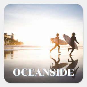 Strand von Oceanside Quadratischer Aufkleber
