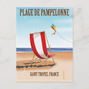 Strand von Pampelonne Vintage französisches Reisep Postkarte