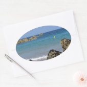 Strand von Plévenon in Frankreich Ovaler Aufkleber (Umschlag)