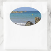 Strand von Plévenon in Frankreich Ovaler Aufkleber (Tasche)