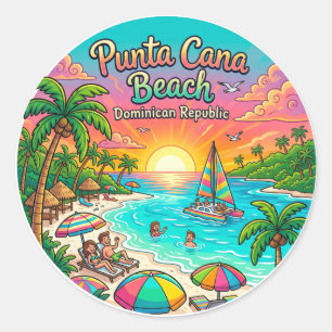 Strand von Punta Cana Dominikanische Republik Runder Aufkleber
