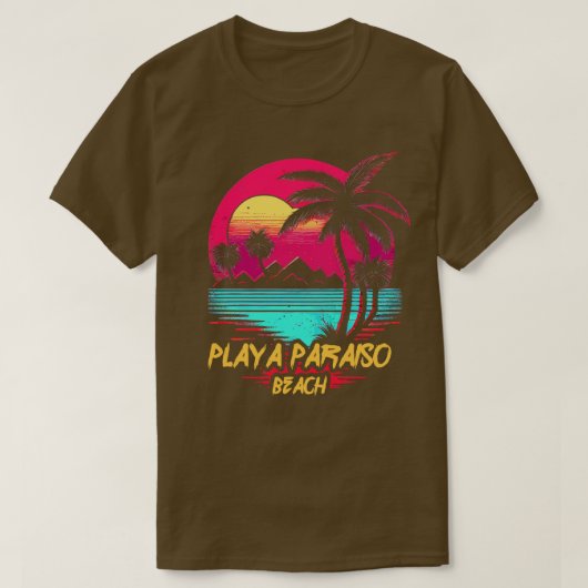 Strand von Retrowave Playa Paraiso T-Shirt (Design vorne)