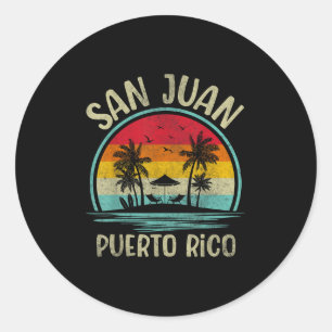 Strand von San Juan Puerto Rico Palme Familie Somm Runder Aufkleber