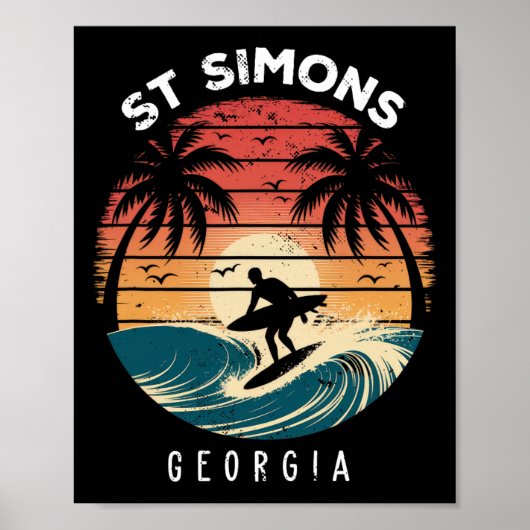 Strand von St Simons Georgia Surfboard Wellen Stra Poster (Vorne)