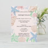 Strand von Starfish Muscheln Einladung (Stehend Vorderseite)