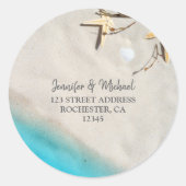 Strand von Starfish Sand Hochzeitsfeiern Siegel Runder Aufkleber (Vorderseite)