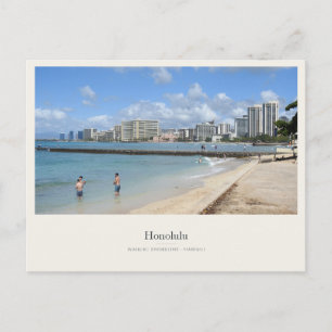 Strand von Waikiki und Waterfront von Honolulu Postkarte