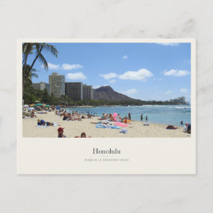 Strand von Waikiki unterhalb von Diamond Head Postkarte