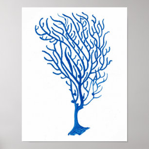 Strand-Wand-Dekor des blaues Seekorallenroter Poster