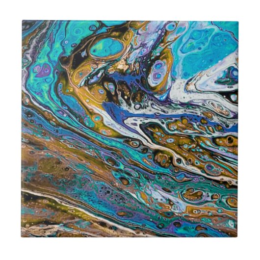 Strand, Wasser und Steine abstrakt Fliese (Vorderseite)