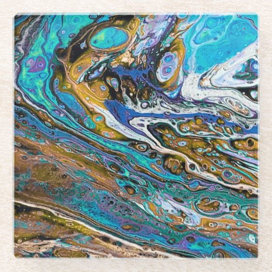 Strand, Wasser und Steine abstrakt Glasuntersetzer (Vorderseite)