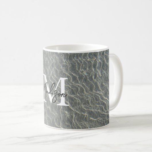 Strand Wasserarme und Sandstrand Mit Monogramm Kaffeetasse (VorderseiteRechts)