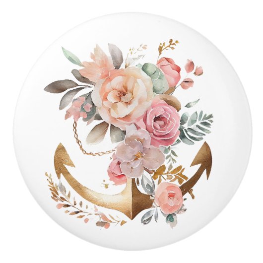 Strand Wasserfarbe der Ankerküste Keramikknauf (Vorderseite)