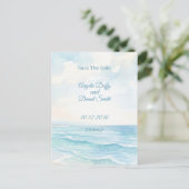 Strand Wasserfarbe Save the Date Postkarte (Stehend Vorderseite)