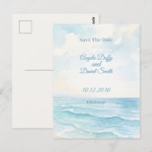 Strand Wasserfarbe Save the Date Postkarte (Vorne/Hinten)