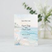 Strand Wasserfarbe Save the Date Postkarte (Stehend Vorderseite)