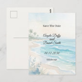 Strand Wasserfarbe Save the Date Postkarte (Vorne/Hinten)