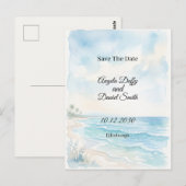 Strand Wasserfarbe Save the Date Postkarte (Vorne/Hinten)
