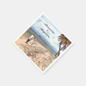 Strand Wedding Bride Groom Wasserfarbe Palm Custom Serviette (Ecke)